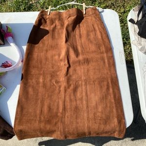 brown leather skirt